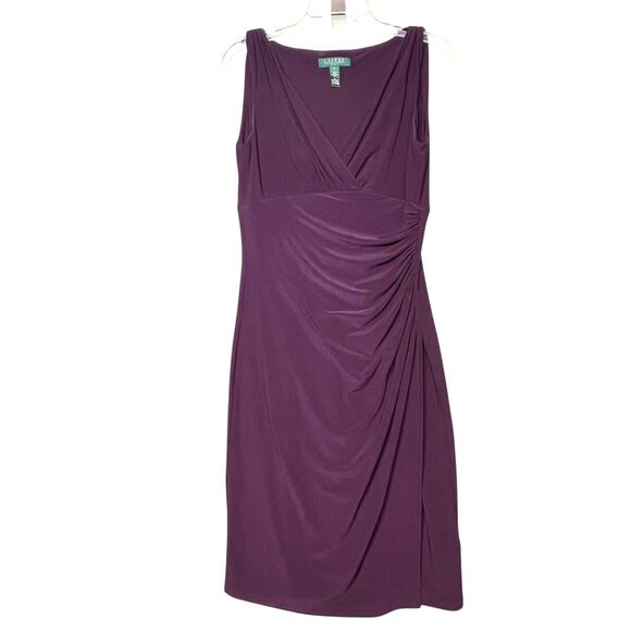 Lauren Ralph Lauren Dress Womens 6 Ruched Sleeveless V Neck Cocktail Party - Picture 10 of 10